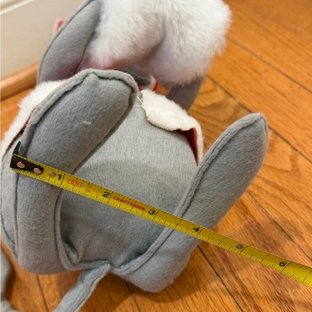 Annalee mobalite poseable gray mouse muff Christmas decor jacket coat red 1971